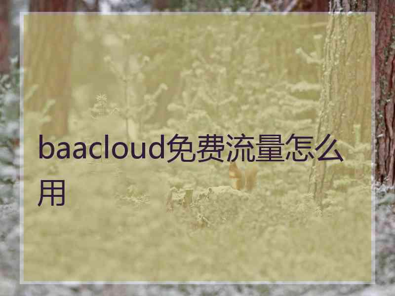 baacloud免费流量怎么用