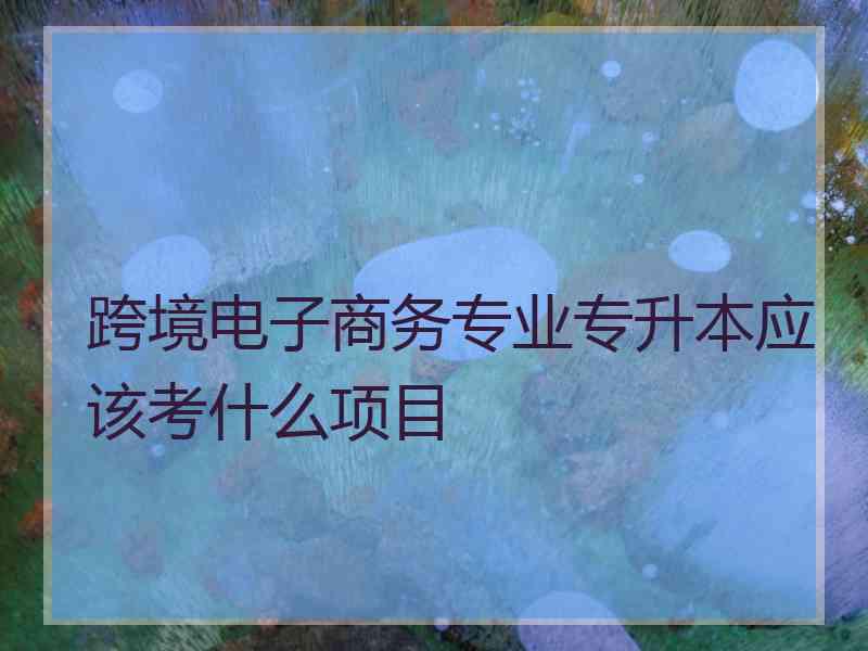 跨境电子商务专业专升本应该考什么项目