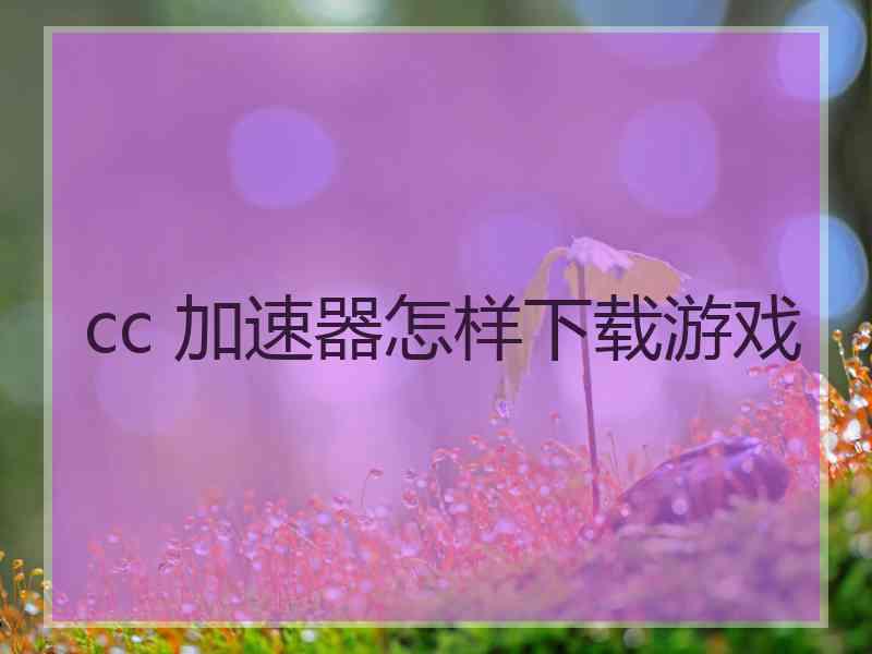 cc 加速器怎样下载游戏