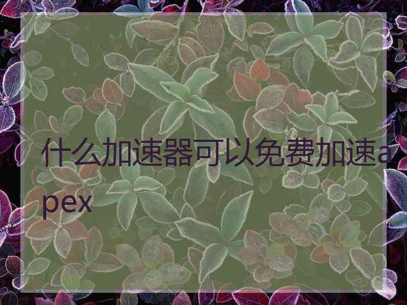 什么加速器可以免费加速apex