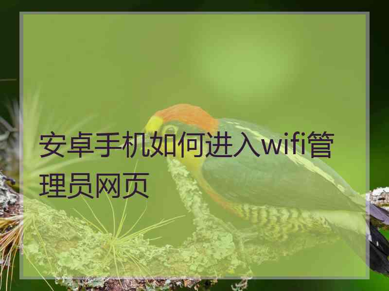 安卓手机如何进入wifi管理员网页