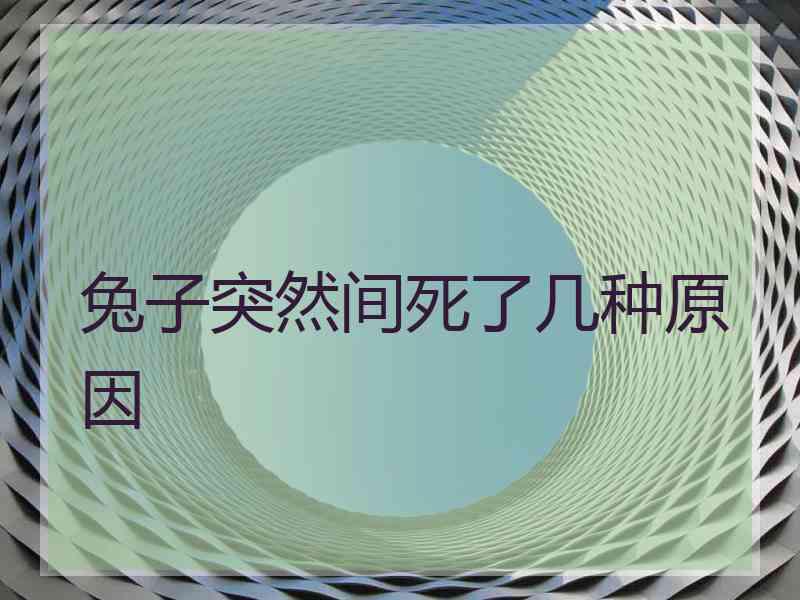 兔子突然间死了几种原因