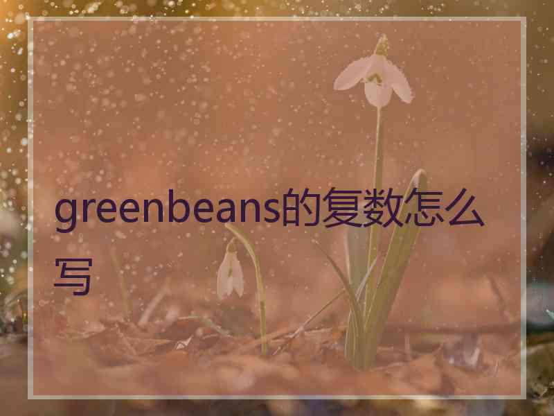 greenbeans的复数怎么写