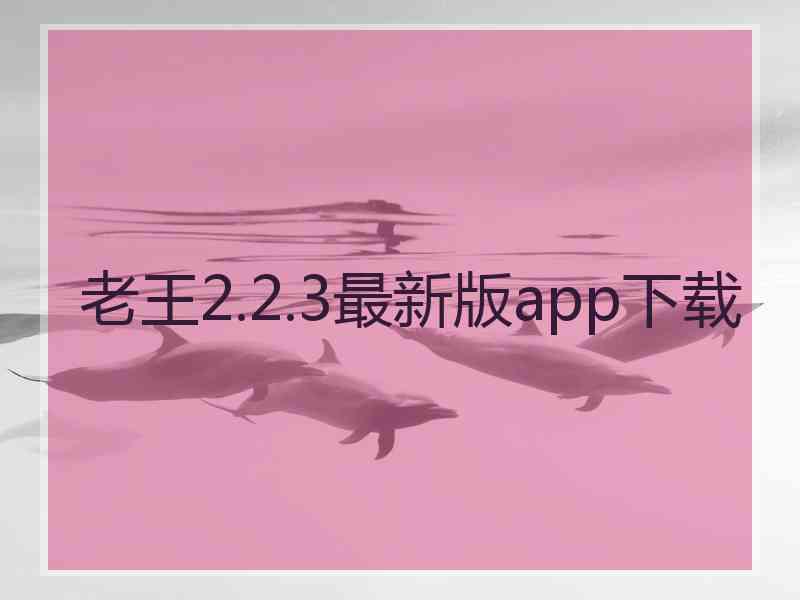 老王2.2.3最新版app下载