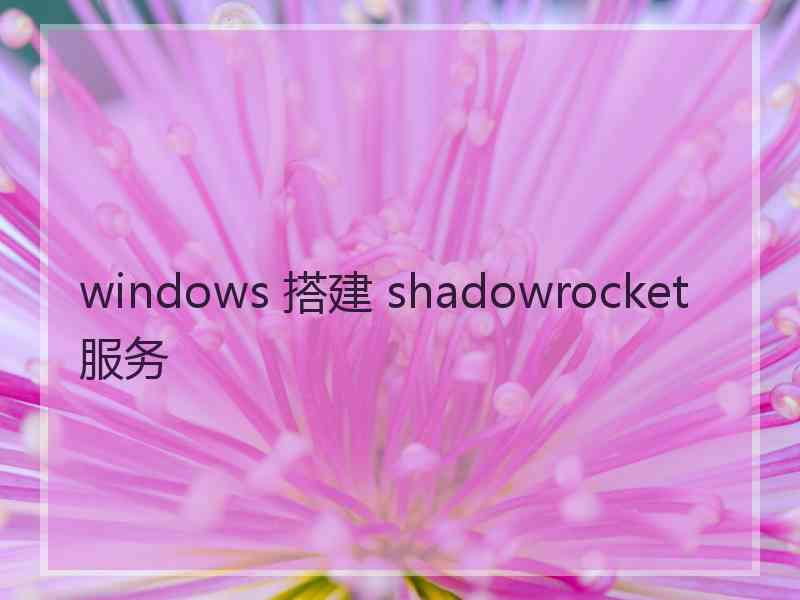 windows 搭建 shadowrocket 服务