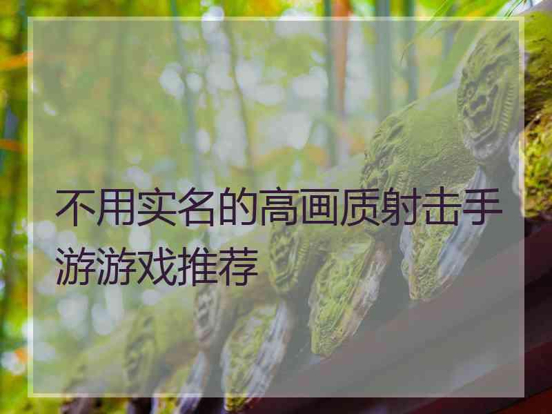 不用实名的高画质射击手游游戏推荐