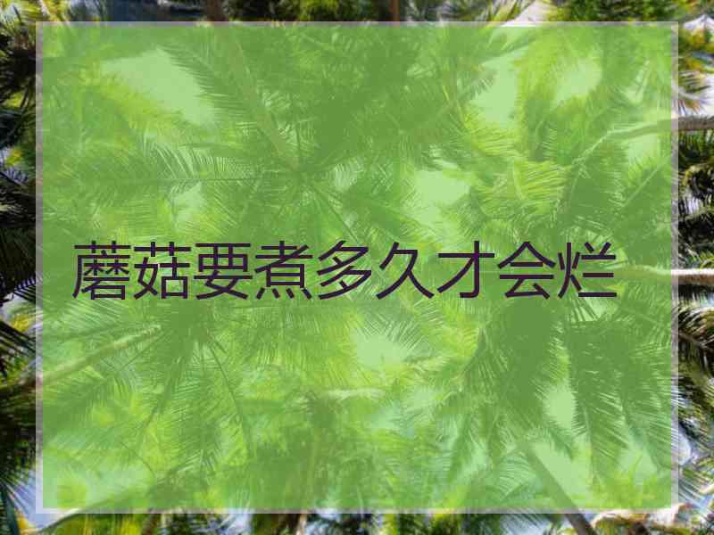 蘑菇要煮多久才会烂