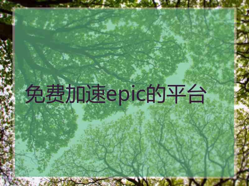 免费加速epic的平台