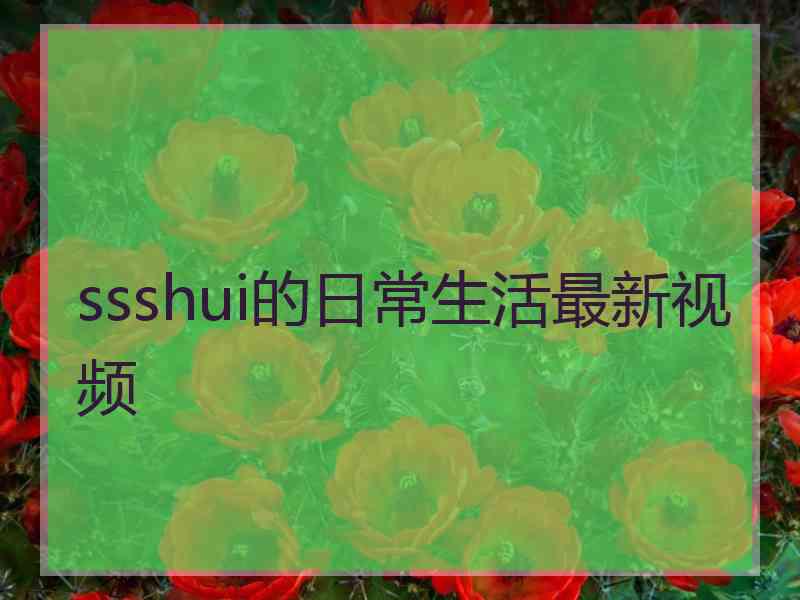 ssshui的日常生活最新视频