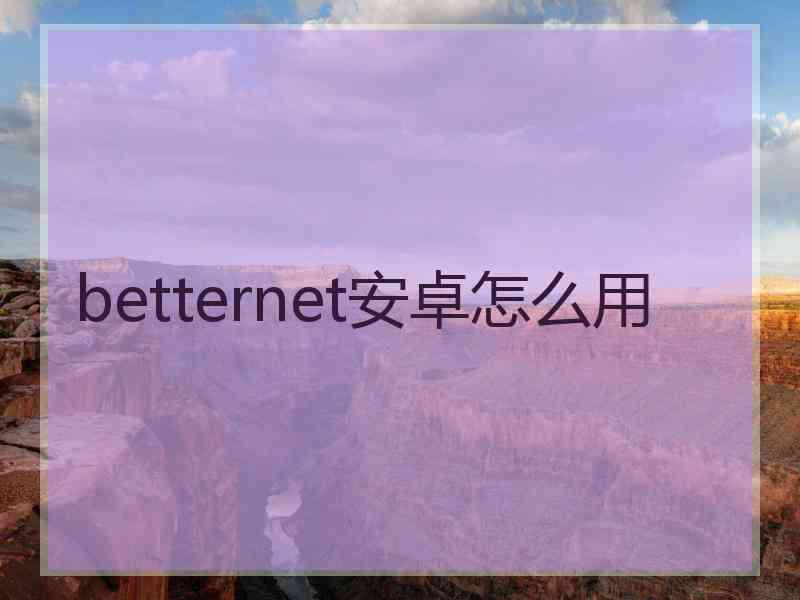 betternet安卓怎么用