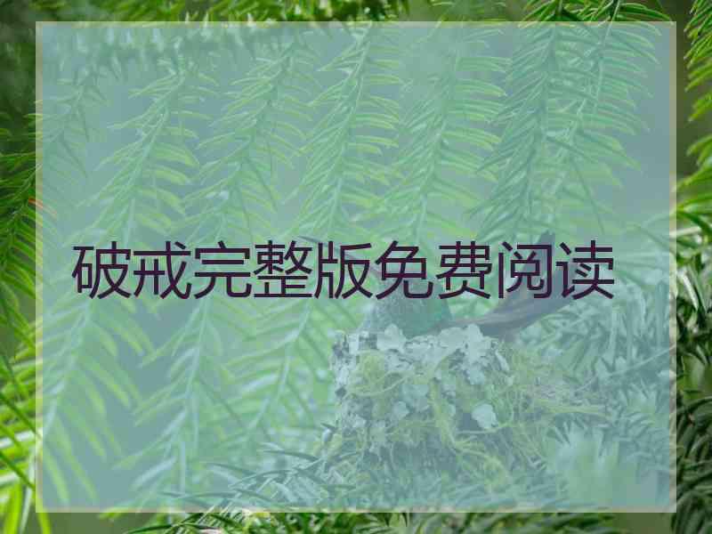 破戒完整版免费阅读