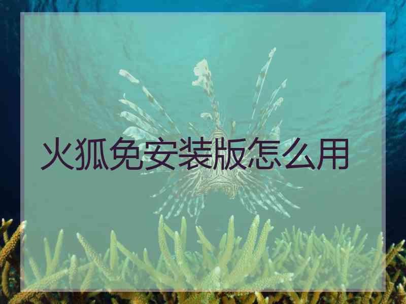 火狐免安装版怎么用