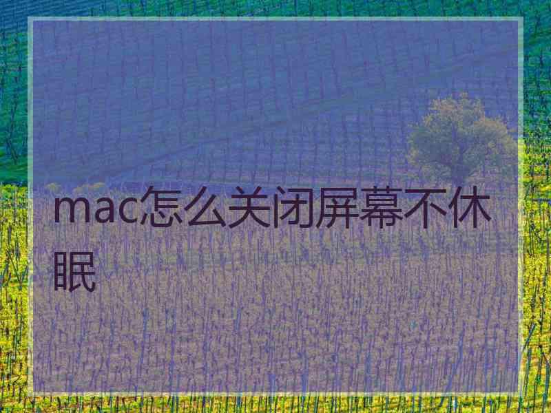 mac怎么关闭屏幕不休眠